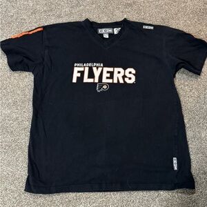 Philadelphia Flyers Black and Orange T-Shirt NHL Hockey CCM Size‎ XXL
